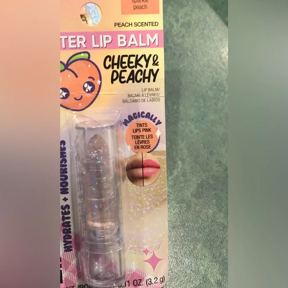 2pack peachy pie scented cheeky & peachy‎ glitter sparkle lip balm new